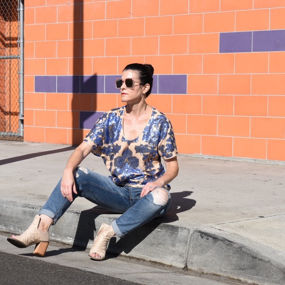 TRACY REESE For Target Blue Sequin Top Medium - Picture 10 of 13